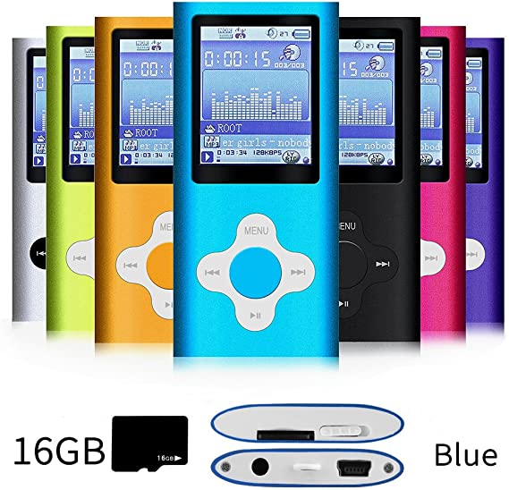 G.G.Martinsen Versatile MP3/MP4 Player with a Micro SD Card, Support Photo Viewer, Mini USB Port 1.8 LCD, Digital MP3 Player, MP4 Player, Video/Media/Music Player-Blue