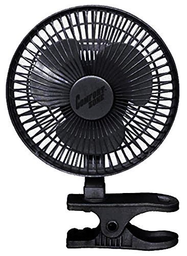 Comfort Zone -6 INCH- -2 Speed - Adjustable Tilt Whisper Quiet Operation Clip-On-Fan with 55 Foot Cord and Steel Safety Grill  Black