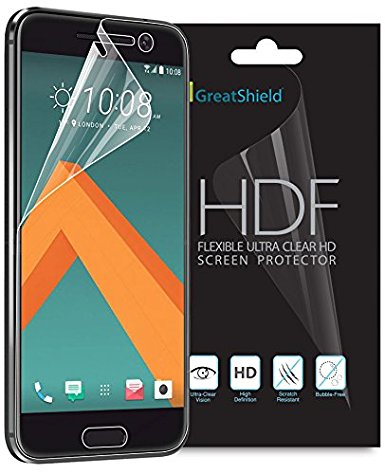 HTC 10 Screen Protector, [Ultra Clear HD][Full Coverage] GreatShield HDF Anti-Bubble Silicone Layer [TPU Film | 4H Technology] Shield for HTC 10 with - 2 Pack