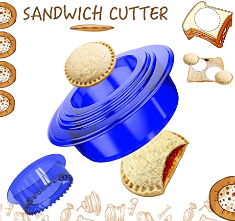 OHYGGE Uncrustables Sandwich Maker - Sandwich Cutter for Kids - Sandwich Cutter and Sealer for Lunchbox and Bento Box - Boys and Girls Kids Lunch - Blue