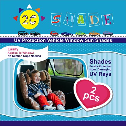 Large 12"x20" Quality Car Window Sun Shade (2 Pack) Baby Car Seat Sun Shade for Side Windows NO SUCTION CUPS NEEDED Window Sunshade