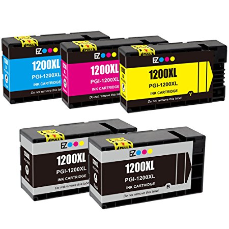 E-Z Ink (TM) Compatible Ink Cartridge Replacement For PGI-1200 XL PGI-1200XL PGI1200XL High Yield (2 Black, 1 Cyan, 1 Magenta, 1 Yellow) 5 Pack Works With MAXIFY MB2020 MB2320