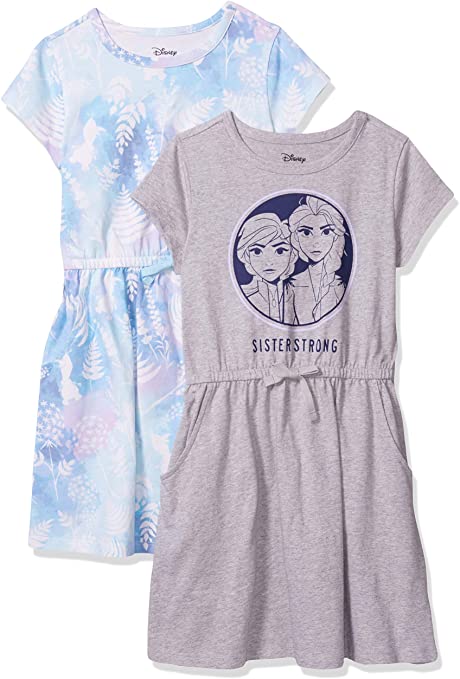 Amazon Brand - Spotted Zebra Girls Disney Star Wars Marvel Frozen Princess Knit Short-Sleeve Cinch-Waist Dresses