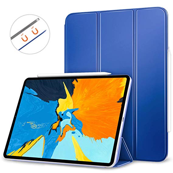 MoKo Smart Folio Case Fit iPad Pro 11" 2018 - [Support Magnetically Attach Charge/Pair] Slim Lightweight Shell Stand Cover Strong Magnetic Adsorption Auto Wake/Sleep for iPad Pro 11 Inch - Navy Blue