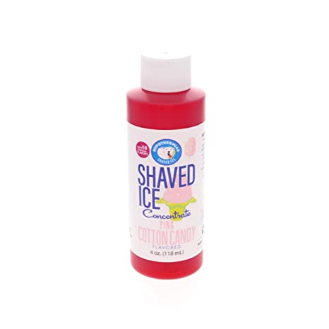 Pink Cotton Candy Shaved Ice and Snow Cone Flavor Concentrate 4 Fl Ounce Size (makes 1 gallon of syrup with sugar and water added)