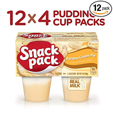Snack Pack Banana Cream Pie Pudding Cups, 4 Count, 12 Pack