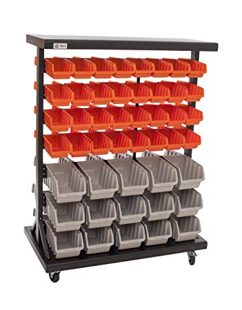 Trinity Dual-Sided Mobile, Black Rolling Bin Rack,