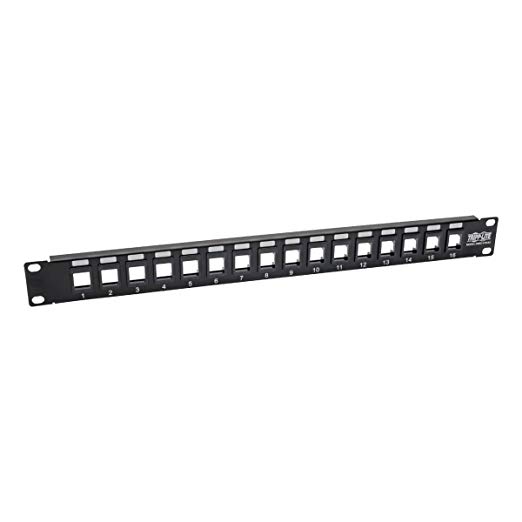 Tripp Lite 16-Port Keystone Blank Patch Panel RJ45, USB, HDMI, Cat5e / Cat6 Rackmount Unshielded 2URM TAA (N062-016-KJ)