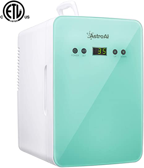 AstroAI Mini Fridge 6 Liter/8 Can Skincare Fridge - with Temperature Control - AC/12V DC Portable Thermoelectric Cooler and Warmer for Bedroom, Cosmetics, Medications, Breastmilk (Teal)