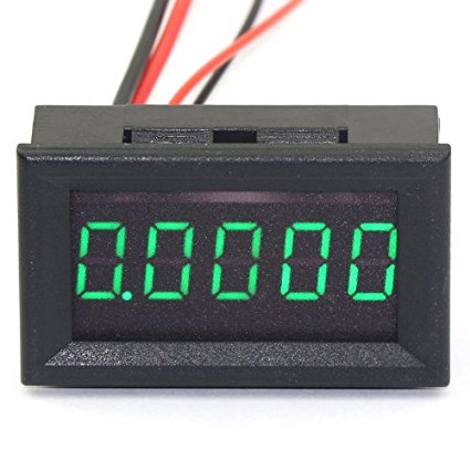 DROK 0.36" High Accuracy DC 0-3.0000A Ammeter Current Ampere Panel Meter Gauge Current Monitor Amperage Tester Green LED Digital Display with Built-in Shunt
