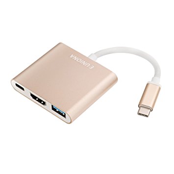 E-Uniona Usb 3.1 Type-C To Hdtv Hdmi/Usb3.0/Type C Convertor Cable Adapter For New Macbook/Chromebook Pixel/Dell Xps13/Yoga 900/Lumia 950Xl/Usb-C Devices To Hdtv/Projector