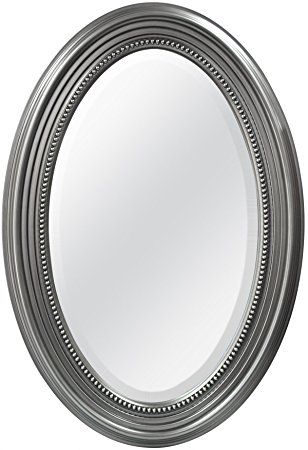MCS 21x31 Inch Beaded Oval Wall Mirror, Silver (20457)