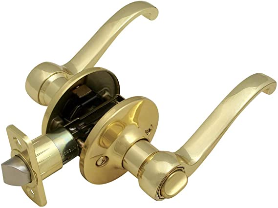 Design House 783043 Scroll 2-Way Adjustable Privacy Door Lever, Polished Brass
