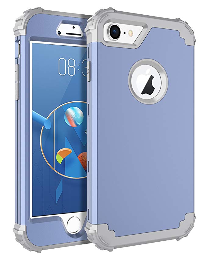 BENTOBEN Phone Case for iPhone 8/iPhone 7,3 in 1 Shockproof Heavy Duty High Impact Resistant Hybrid Hard PC Soft Silicone Cover Full Body Protective Case for iPhone 7/8, Coral Blue