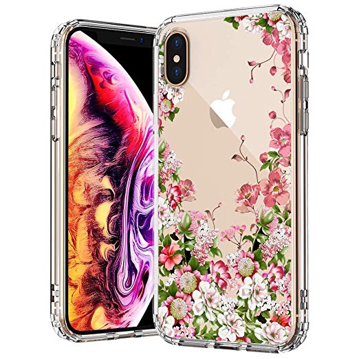 MOSNOVO iPhone Xs MAX Case, Clear iPhone Xs MAX Case,Floral Garden Flower Pattern Printed Clear Design Transparent Plastic Back Case with TPU Bumper Case Cover for iPhone Xs MAX