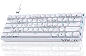 Dierya DK61se Mechanical Gaming Keyboard,60 percent Red Linear Switches,Ice Blue LED Backlit, Detachable USB-C Cable,Full-Key Rollover for Computer/PC/Laptop/MAC,US Layout,White