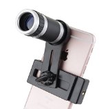 Juboury Universal 8x18 Optical Zoom Lens Micro Mobile Phone Lens Telescope Camera with Holder for iPhone Samsung HTC Android SmartphonesSilvery