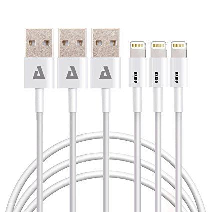 [Apple MFi Certified] Axgio Lightning to USB - Charge and Sync Speed to iPhone 5 / 5s / 6 / 6 Plus, iPod 7, iPad Mini 3, iPad 4 / iPad Air / iPad Air 2, 3 Feet (0.9 Meters)-(Pack of 3)