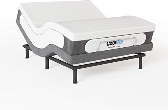 Classic Brands Cool Gel Quilted Gel Memory Foam 14-Inch Mattress with Adjustable Comfort Adjustable Base, Spilt King (2 TXL Mattresses w/2 TXL Bases)