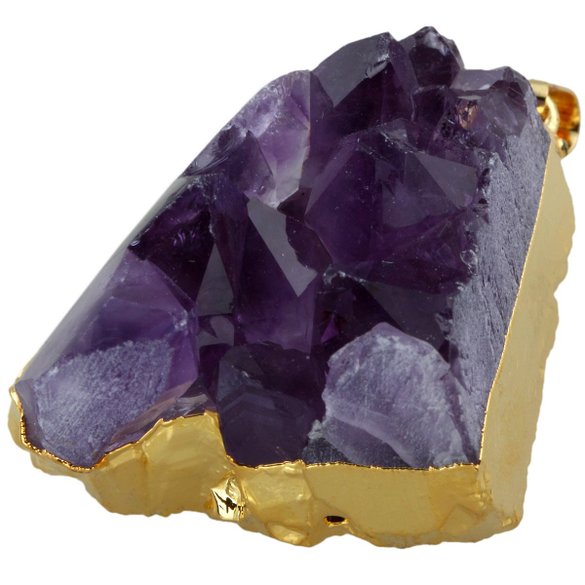 SUNYIK Natural Purple Amethyst Geode Pendant Crystal Quartz Gemstone