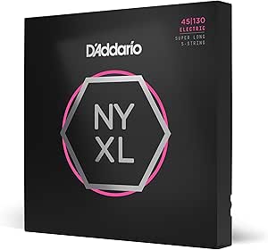 D'Addario Bass Guitar Strings - NYXL Bass Strings - NYXL45130SL - Unrivaled Strength, Tuning Stability, Enhanced Response - For 5 String Bass Guitars - 45-130 Regular Light 5-String, Super Long Scale