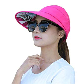 Sun Visor Hats for Women Large Wide Brim UV Protection Summer Beach Packable Cap