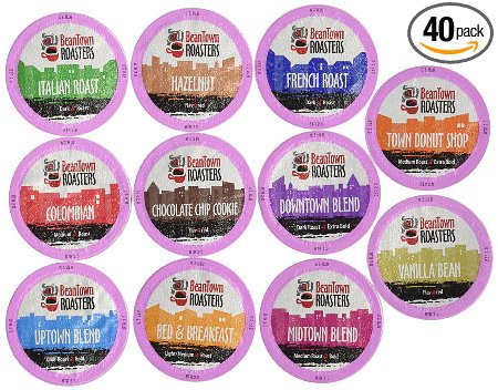40 Pack Beantown Roasters Coffee Variety Pack for Keurig K-Cup, You Select The Size. All Coffee "No Decaf"