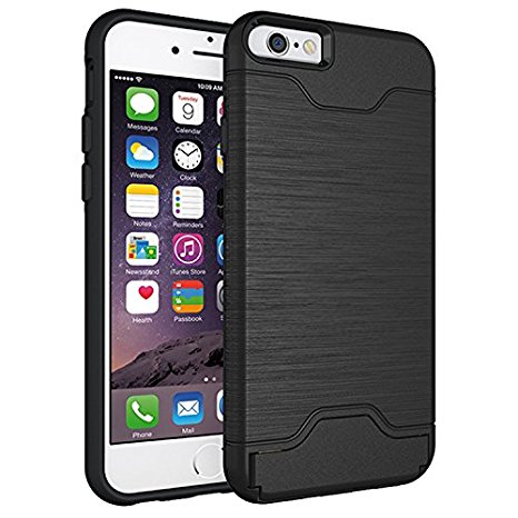iPhone 6 6S Armor Case (4.7”) - AYIPE Kickstand Card Slot Armor Case Dual-Layers Protection Card Holder Phone Cover - Jet Black
