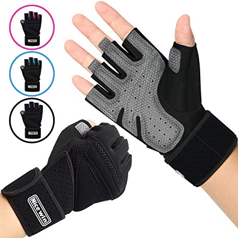 NICEWIN Unisex Padded Weight Lifting Gloves Work Gloves with Wrist Support for Fitness Exercise Gym Outdoor
