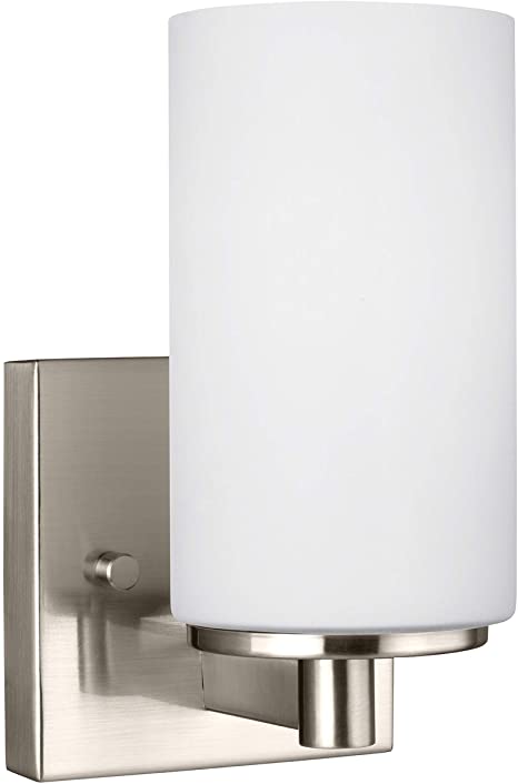 Sea Gull Lighting 4139101-962 Hettinger One Light Wall / Bath Sconce Vanity Style Lights, Brushed Nickel Finish