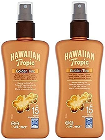 Hawaiian Tropic Golden Tint Sun Spray Lotion SPF15 200ml (PACK OF 2)