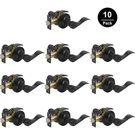 Gobrico Black Interior Door Handles Privacy Locks Levers Bed/Bath Leversets 10Sets