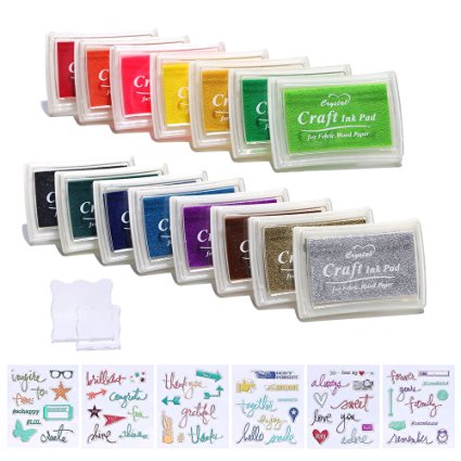 Decora 15pcs Ink Pads and Small Clear Stamps Work with Stamp Block