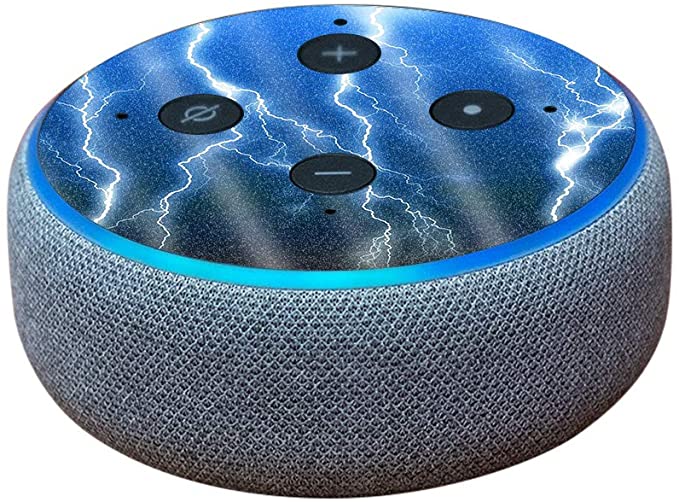 MightySkins Glossy Glitter Skin for Amazon Echo Dot (3rd Gen) - Lightning Storm | Protective, Durable High-Gloss Glitter Finish | Easy to Apply, Remove, and Change Styles | Made in The USA