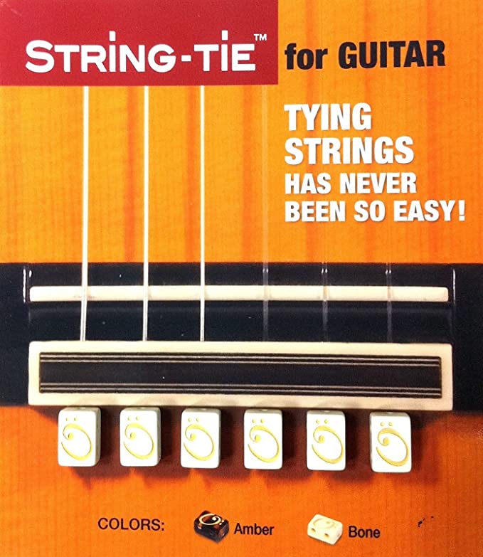 TSTGW TENOR String-Tie Tailpiece BridgeBeads Set for Classical or Flamenco Spanish Guitar, PEARL BONE WHITE Color Bridge Beads.