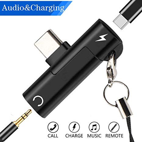 USB C to 3.5mm Headphone Adapter with Fast Charging Compatible for Pixel 4 3 3XL 2 2XL, Galaxy Note 10/10 , iPad pro 2018, HTC, Essential Phone,Xiaomi and More USB C Devices (Black)