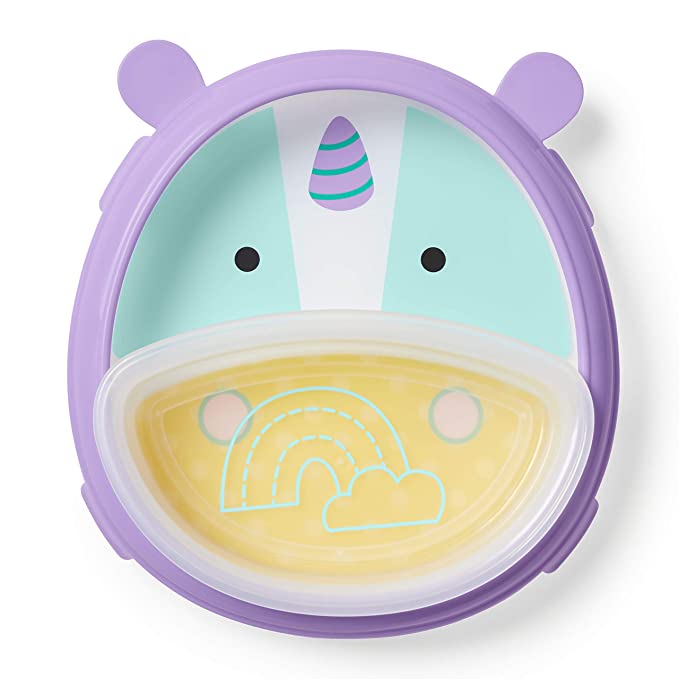 Skip Hop Baby Self-Feeding Training Dishes: Microwave & Dishwasher Safe Training Plate, Bee