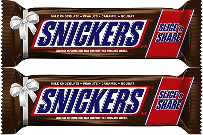 Snickers Chocolate Candy Bar Slice 'n Share (16 oz) - Pack of 2 Peanuts & Caramel for those Hungry Moments
