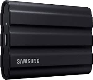 Samsung T7 Shield 2TB, Portable SSD, up-to 1050MB/s, USB 3.2 Gen2, Rugged, IP65 Water & Dust Resistant, for Photographers, Content Creators and Gaming, Extenal Solid State Drive (MU-PE2T0S/AM), Black