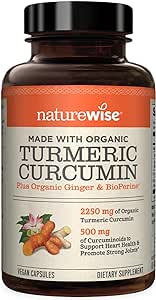 NatureWise Curcumin Turmeric 2250mg 95% Curcuminoids & BioPerine Black Pepper Extract Advanced Absorption for Joint Support [1 Month Supply - 90 Count]