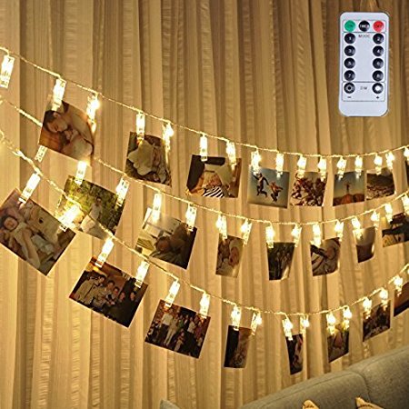 Led Photo Clip Remote String Lights, Magnolian 20 LEDs Battery Operated Fairy String Lights with 8 Modes Choice, 7.2 Ft, Warm White