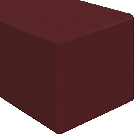 Lann's Linens - 4' Premium Fitted Tablecloth for 48" x 24" Rectangular Table - Wedding/Banquet/Trade Show - Polyester Cloth Fabric Cover - Burgundy
