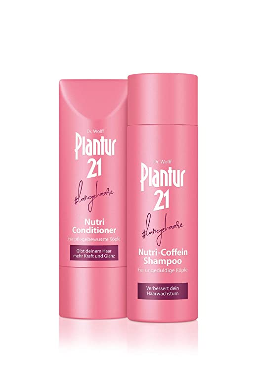 Plantur 21#langehaare Nutri-Coffein Shampoo & Nutri-Conditioner im Set - Pflegeshampoo und Pflegespülung für langes Haar - silikonfrei - 1 x 200 ml / 1 x 175 ml