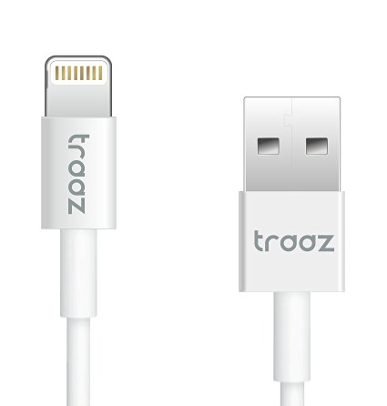 Traaz Lightning Cable (3-feet, White Color) 8 Pin Lightning to USB Cable Sync Charger Cord