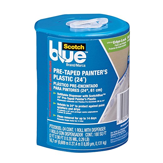 ScotchBlue Pre-taped Painter's Plastic, Unfolds to 24-Inches by 30-Yard