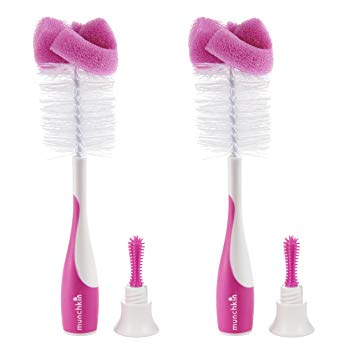 Sponge Bottle Brush, 2 Pack, Pink