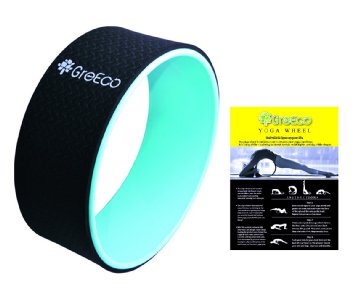 GreEco Yoga Wheel Pilates Roller-- Extra Strength Prop in Yoga Backbends & Poses, Back Opener, Relieve Back aches, 13" x 5", Different Color Available