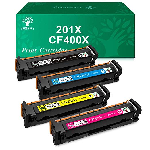 GREENSKY Compatible Toner Cartridge Replacement for HP 201X 201A CF400A CF400X CF401X CF402X CF403X for HP Color Laserjet Pro MFP M277dw MFP M277n MFP M274n MFP M277c6 M252n M252dw Printer (4-Pack)