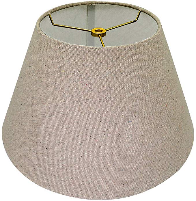 Medium Lamp Shade,Alucset Barrel Fabric Lampshade for Table Lamp and Floor Light,7x13x7.8 inch,Natural Linen Hand Crafted,Spider (Brown)