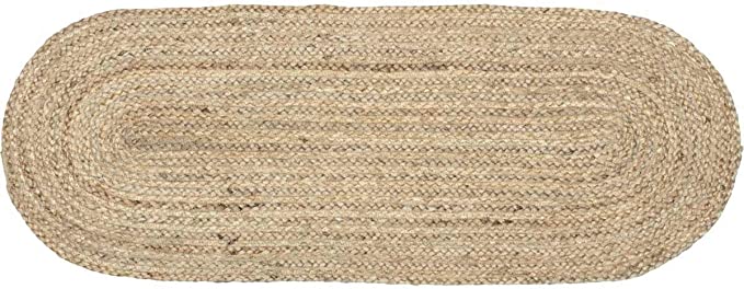 Labhanshi Indian Oval Braided Natural Jute Hand Woven Table Runner,Rustic Vintage Dining Table Runner 13x36 inch
